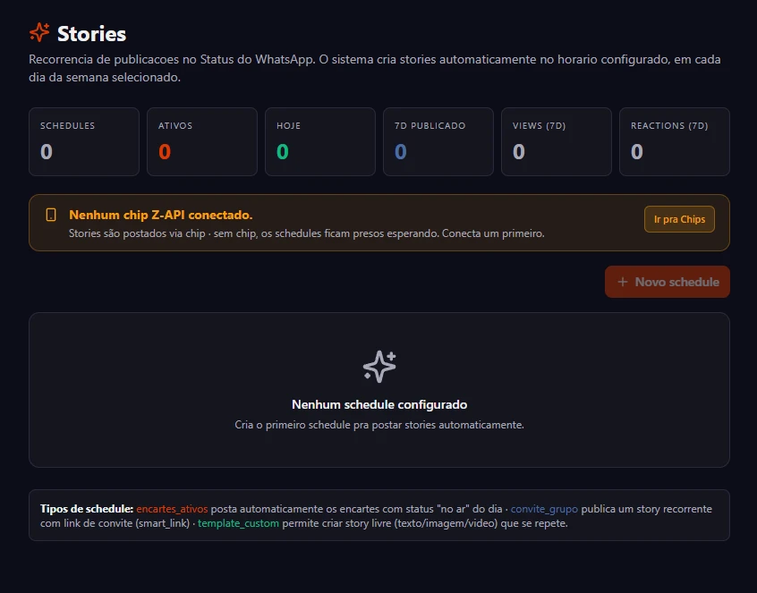Tela de Stories no automático no Somado Dispara