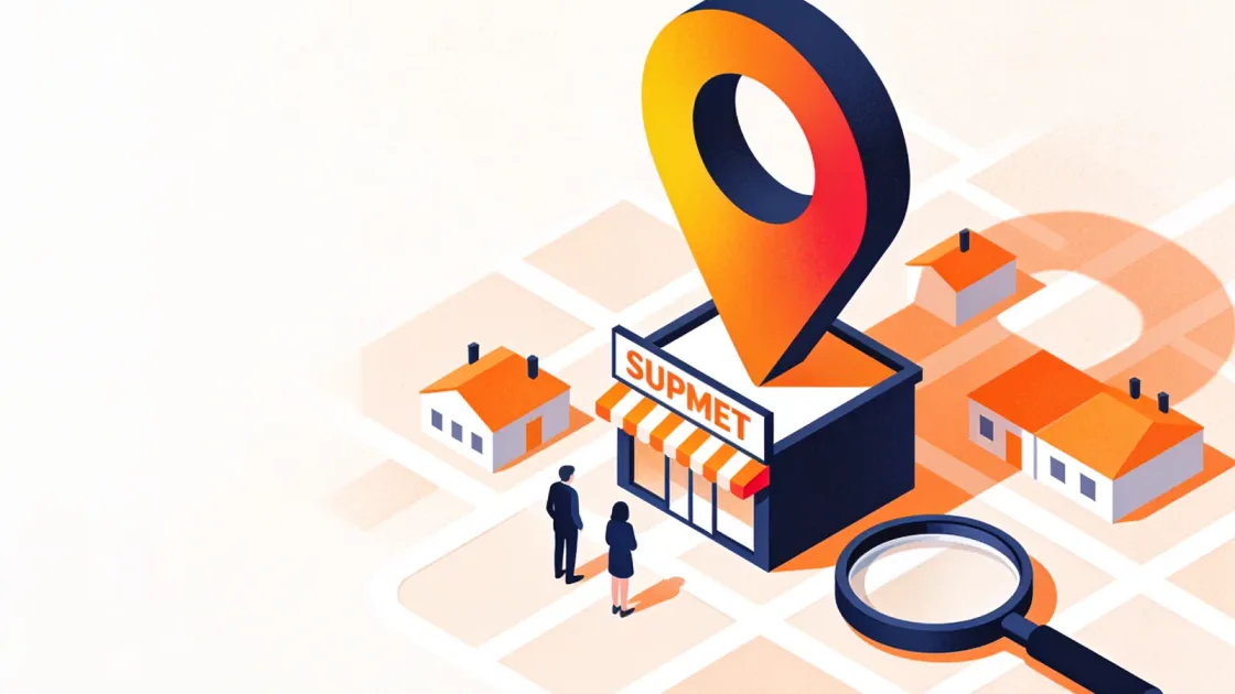 Busca por mercado perto de mim no Google Maps mostrando um supermercado