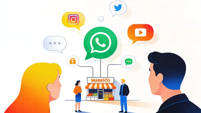 Ícones de redes sociais com o WhatsApp em destaque