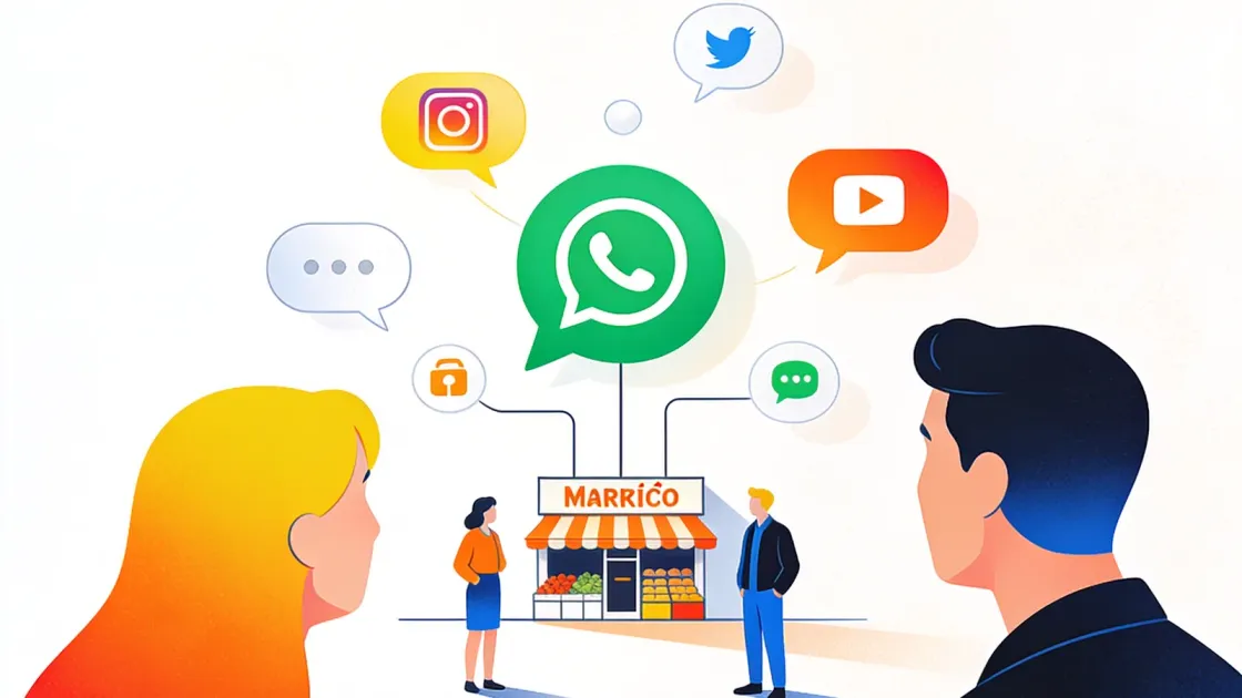 Ícones de redes sociais com o WhatsApp em destaque