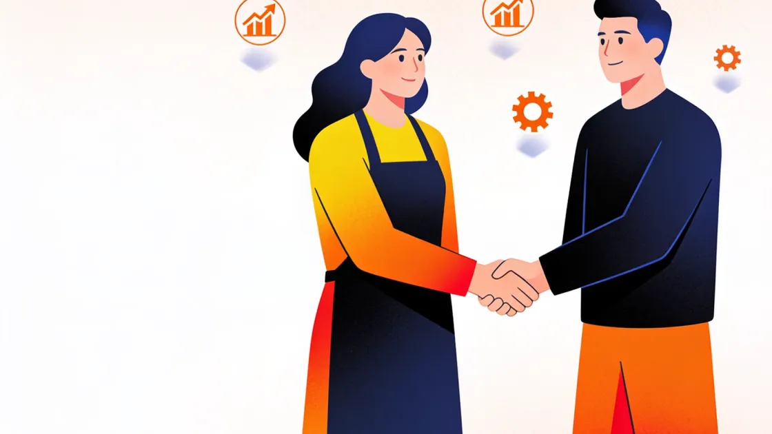 Aperto de mão entre dono de mercado e equipe de marketing