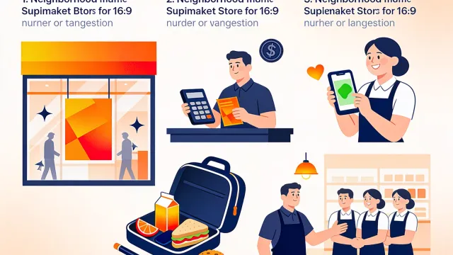Fachada de supermercado com cartaz de oferta chamando atenção
